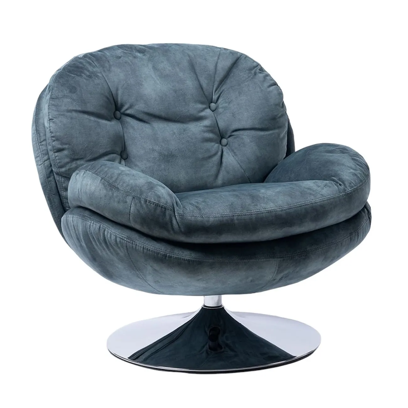 MEMENTO - Drehsessel aus blauem Samt