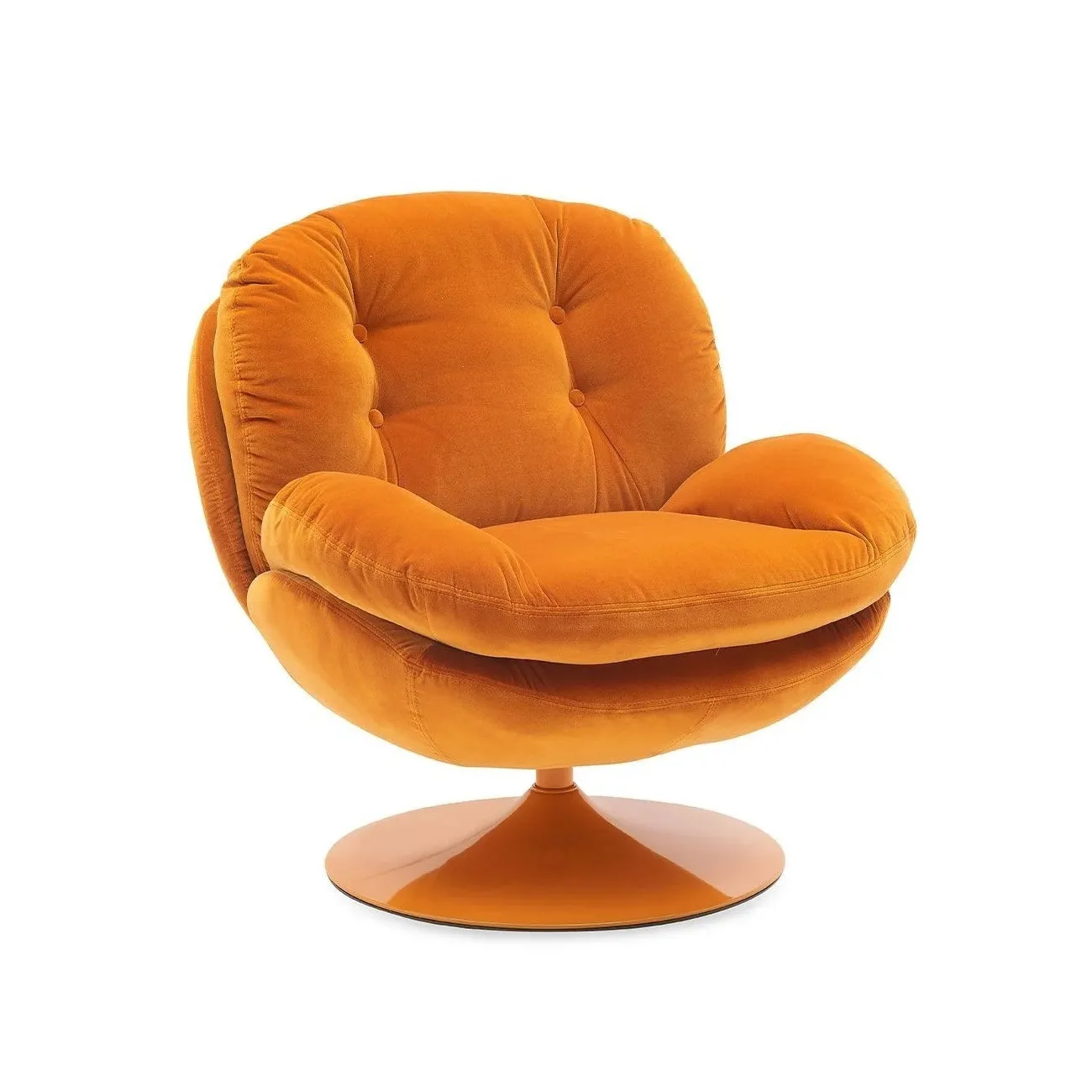 MEMENTO - Drehsessel aus orangefarbenem Samt