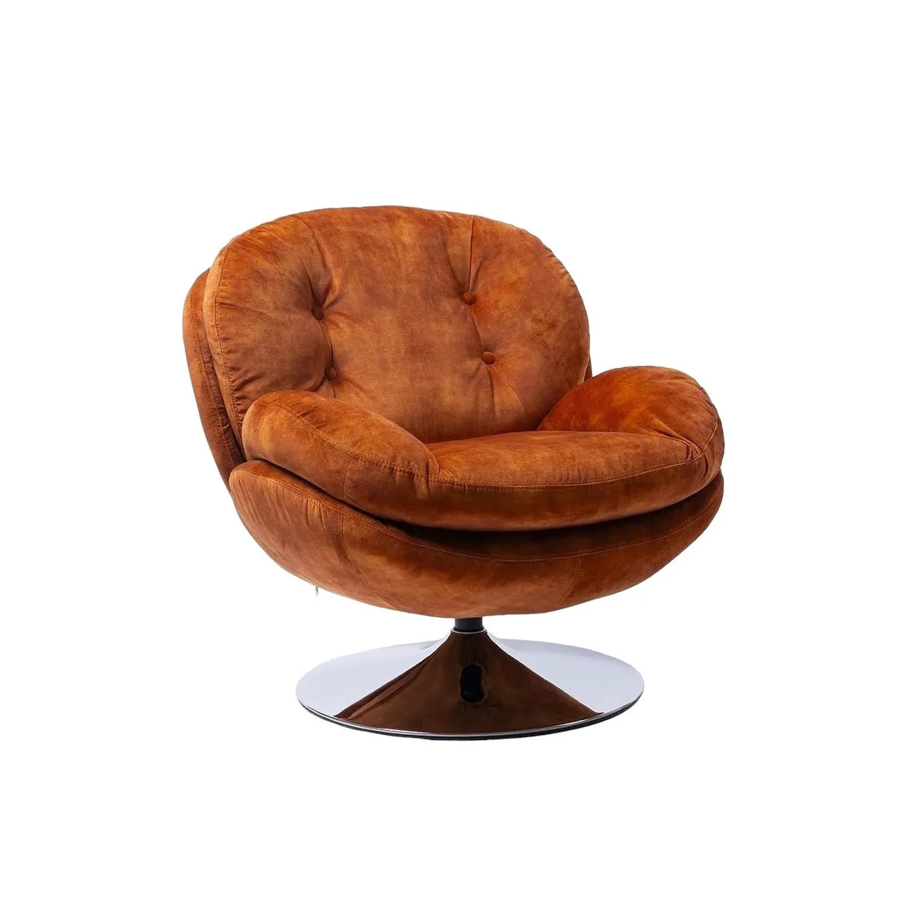 MEMENTO - Drehsessel aus rostfarbenem Samt