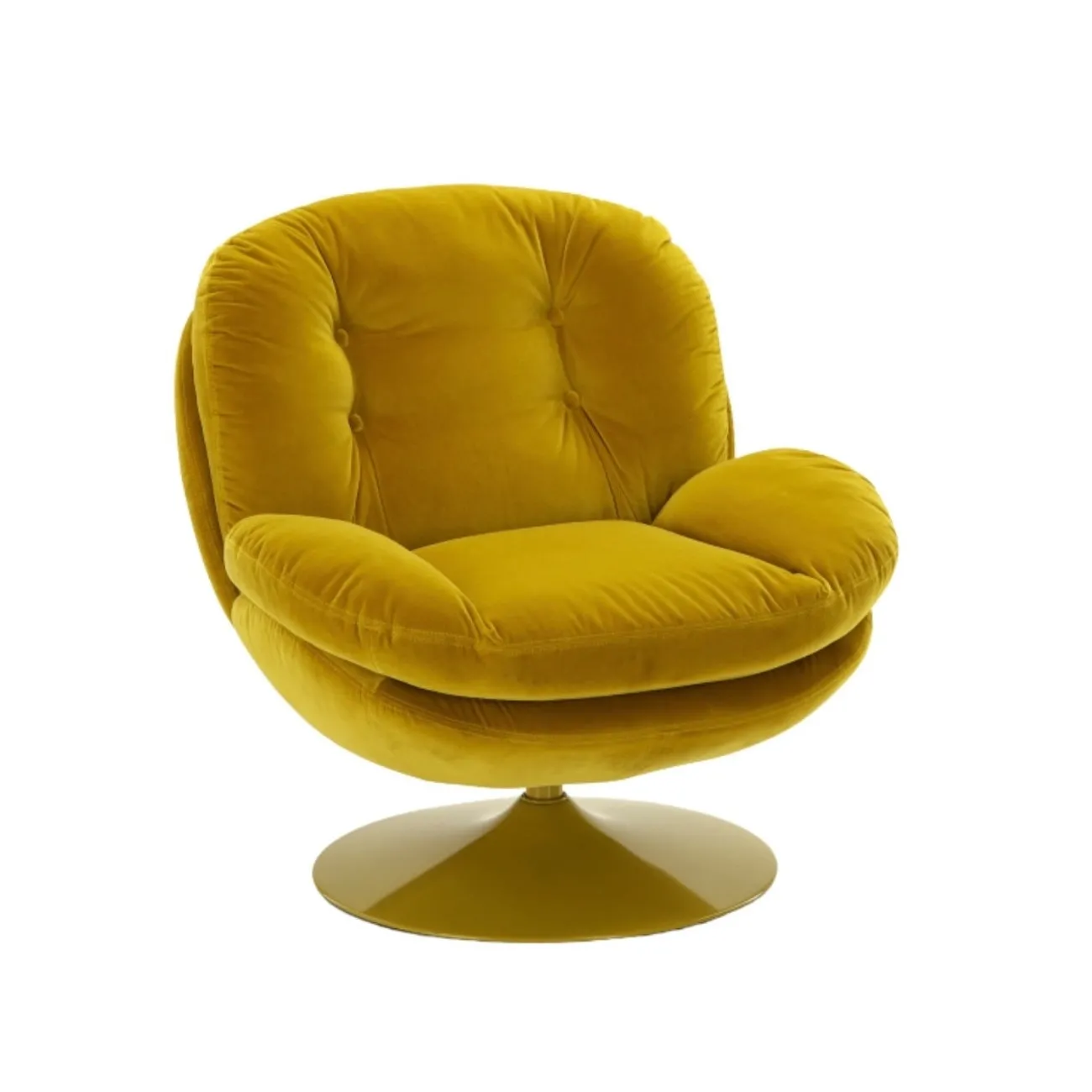 MEMENTO - Drehsessel aus senffarbenem Samt