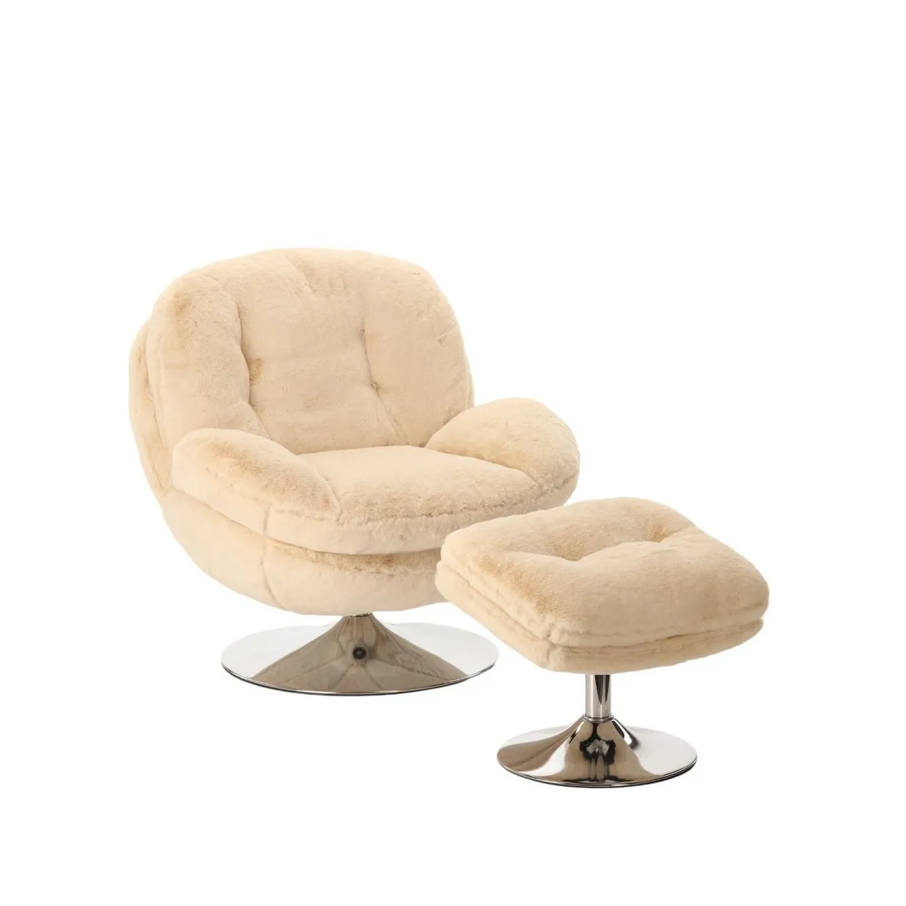 MEMENTO - Drehsessel mit Fußstütze cremefarben
