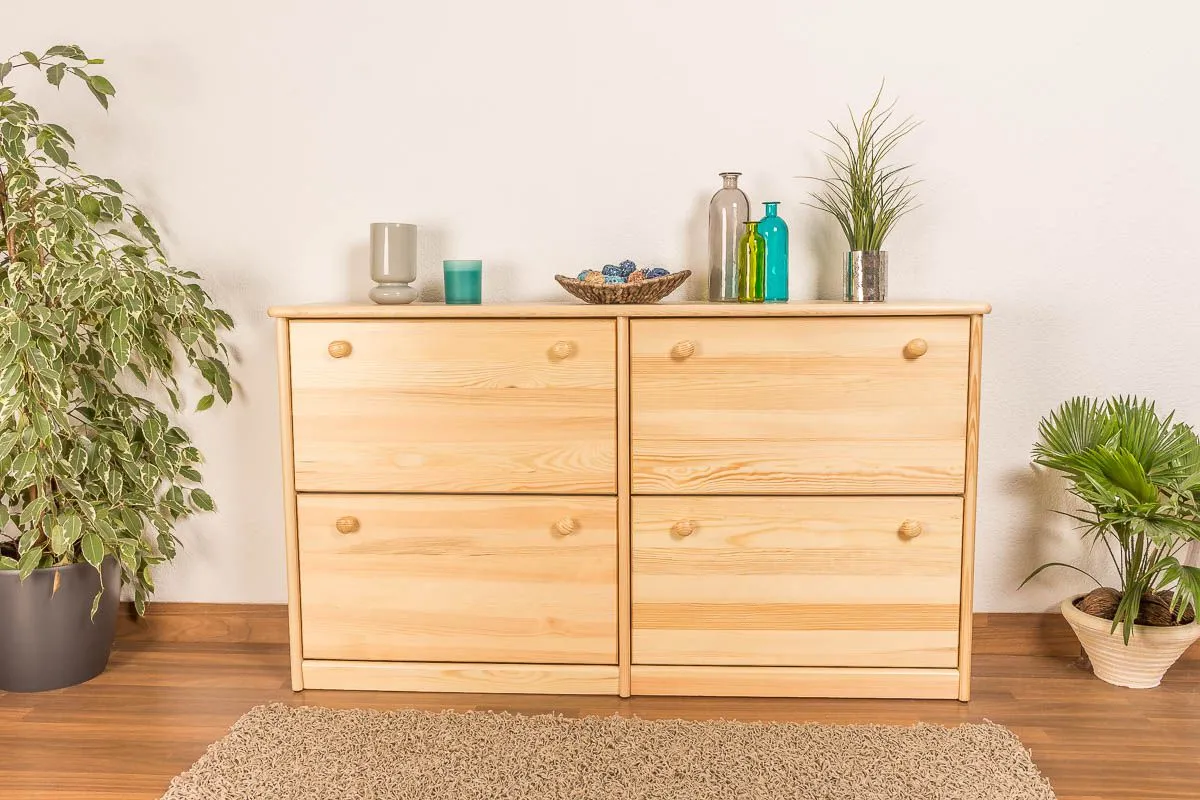 Schuhschrank 011 Kiefer massiv Vollholz natur - Abmessung 80 x 140 x 29 cm (H x B x T)