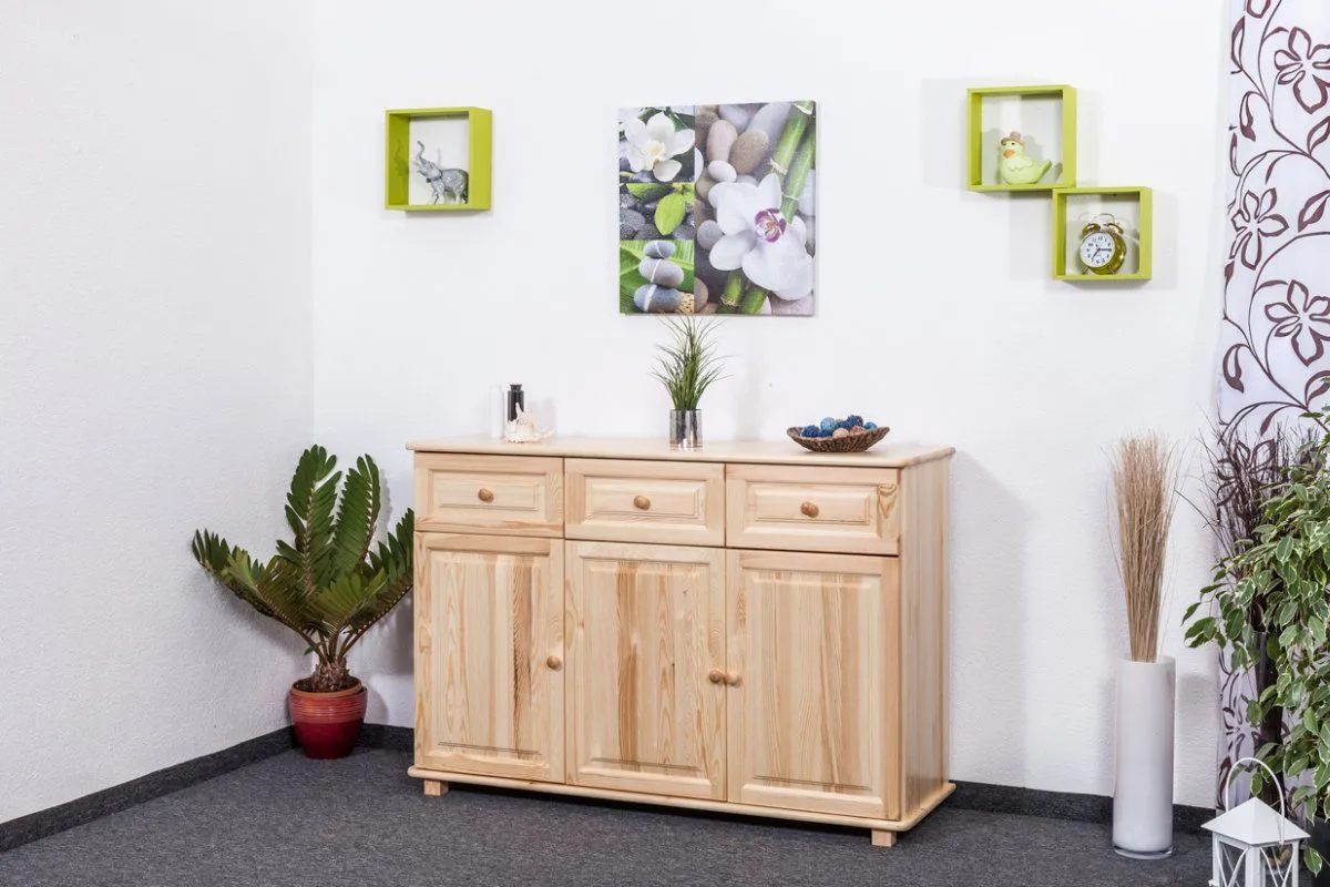 Kommode Kiefer massiv Vollholz natur 009 - Abmessung 100 x 150 x 45 cm (H x B x T)