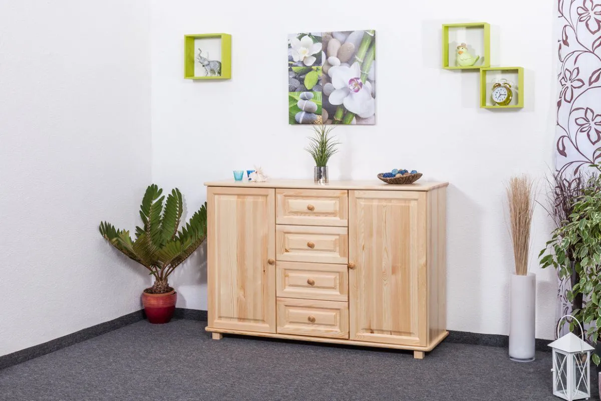 Kommode Kiefer massiv Vollholz natur 007 - Abmessung 100 x 150 x 45 cm (H x B x T)