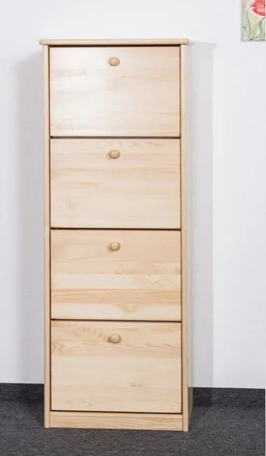Schuhschrank 002 Kiefer massiv Vollholz natur - Abmessung 150 x 58 x 29 cm (H x B x T)