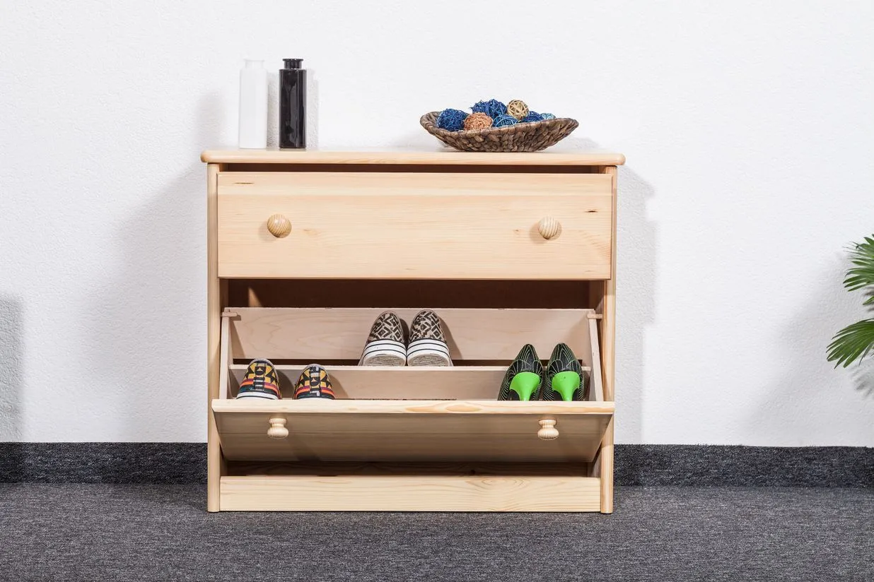 Schuhschrank 014 Kiefer massiv Vollholz natur - Abmessung 62 x 72 x 29 cm (H x B x T)
