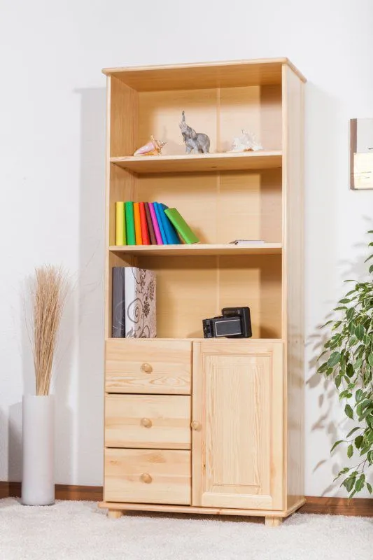 Bücherregal Kiefer massiv Vollholz natur B002 - Abmessung 190 x 80 x 42 cm (H x B x T)