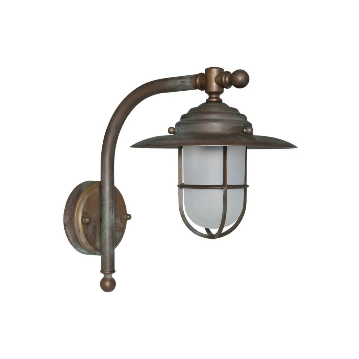 Moretti Außenwandleuchte Chalet Altmessingguss Opalglas