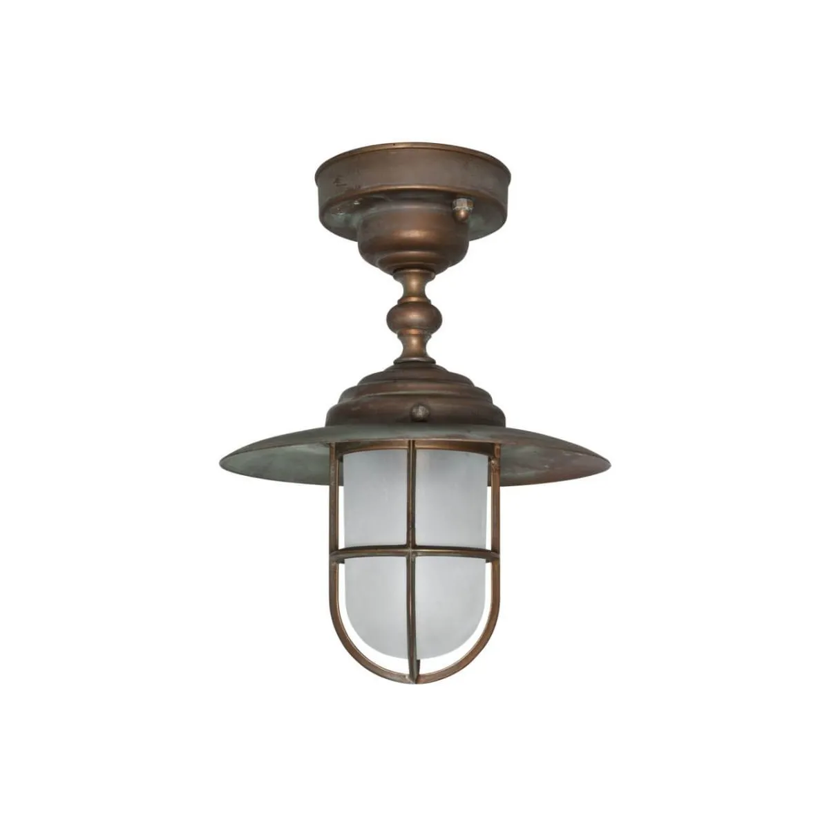 Moretti Luce Außendeckenleuchte Chalet Altmessing Glas opal