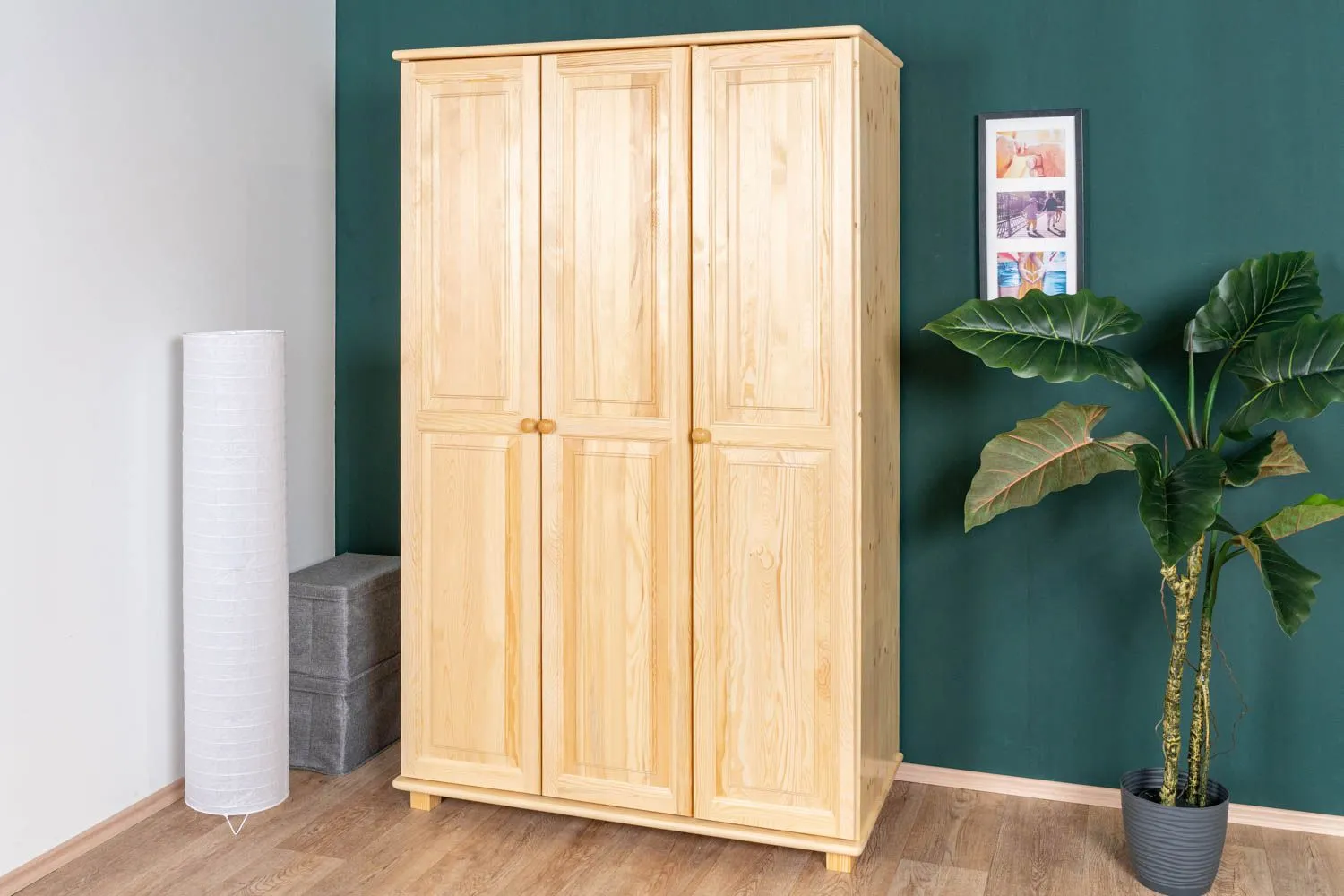 Kleiderschrank Kiefer Vollholz massiv natur 016 - Abmessung 190 x 120 x 60 cm (H x B x T)