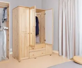 Schrank Kiefer Vollholz massiv natur 020 - Abmessung 190 x 160 x 60 cm (H x B x T)