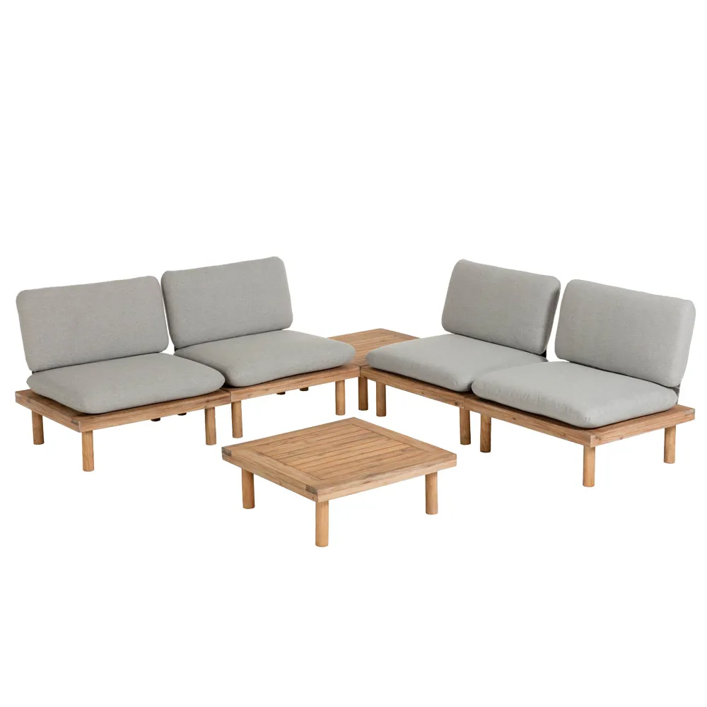 Outdoor-Sitzgarnitur "Vadora" Akazie natur-grau
