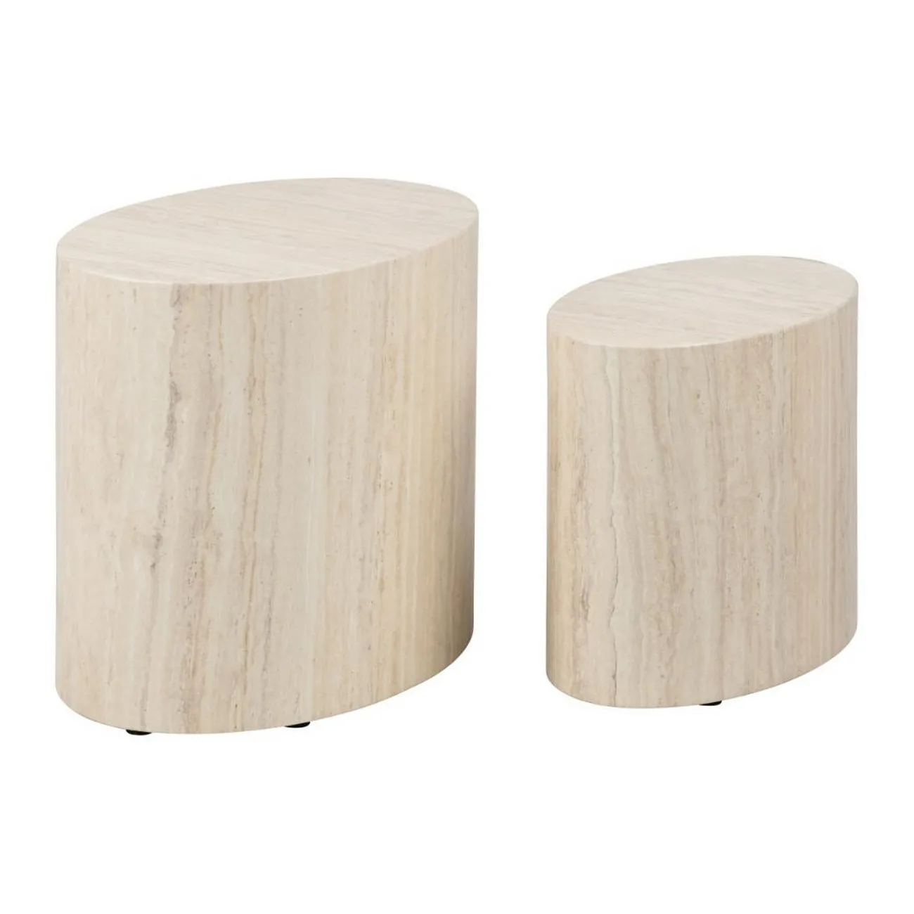 OVAL - Tischset in Travertin-Optik beige