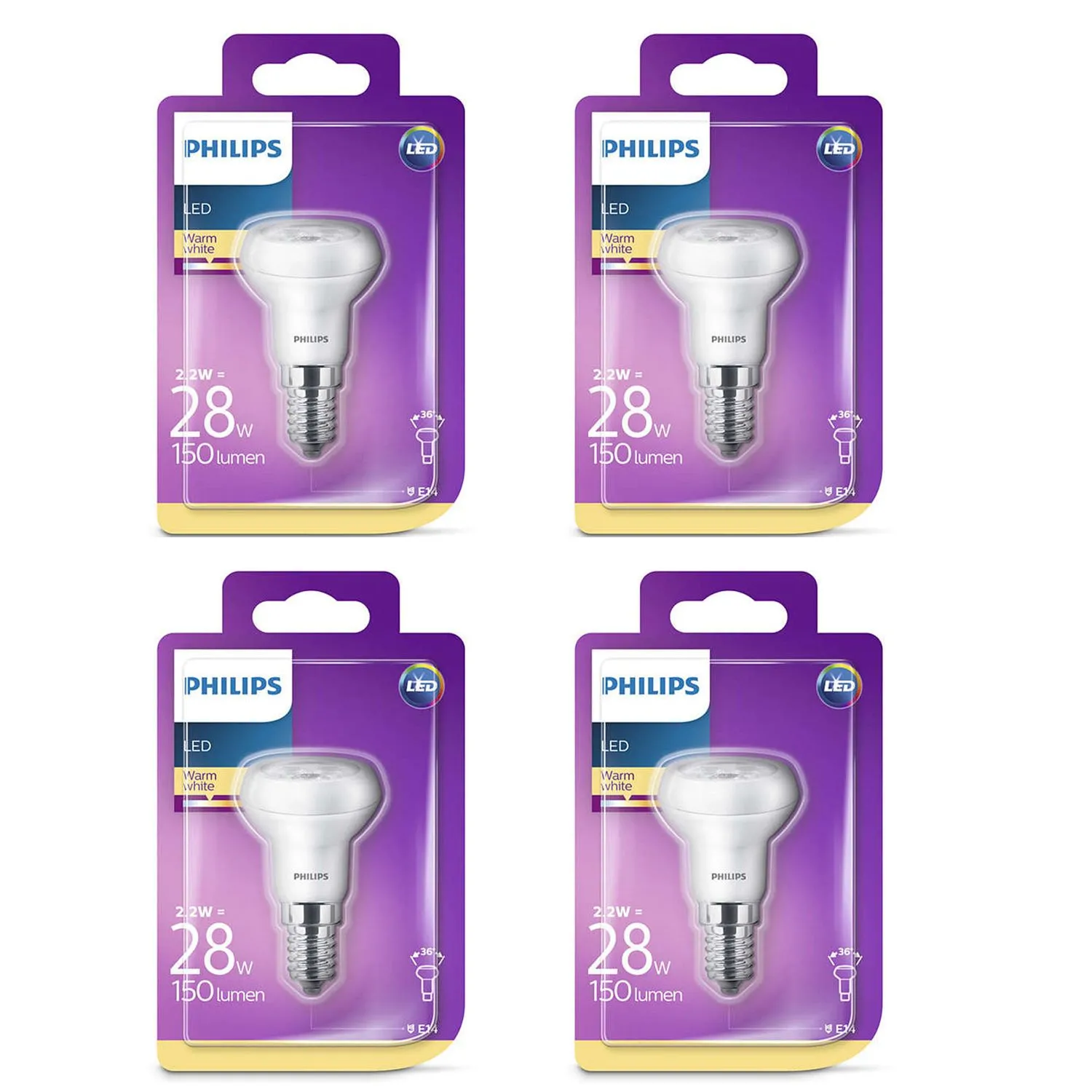 4er Pack Philips 8718696578377 Reflektor mit Drehsockel 2,2W entspricht 28W E14 warmweiß Reflektor