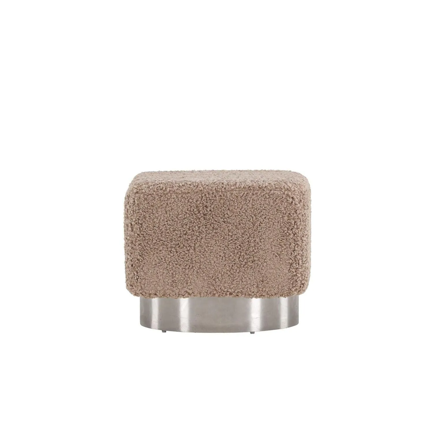 Pouf Newton aus Teddy-Bouclé - Beige & Silber