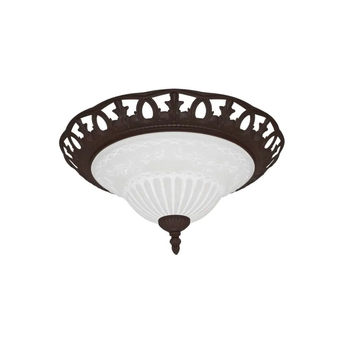 Runde Deckenleuchte rostfarben Glas sandgestrahlt 2-flammig Trio