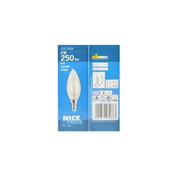 NicePrice LED Kerze 3966 E14 230V Glas klar 2W 250Lumen 2700K Warmweiß Retro