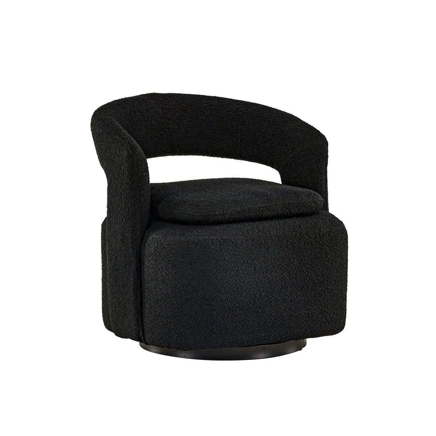 Sessel Laurel Drehsessel aus Teddy-Bouclé - Schwarz