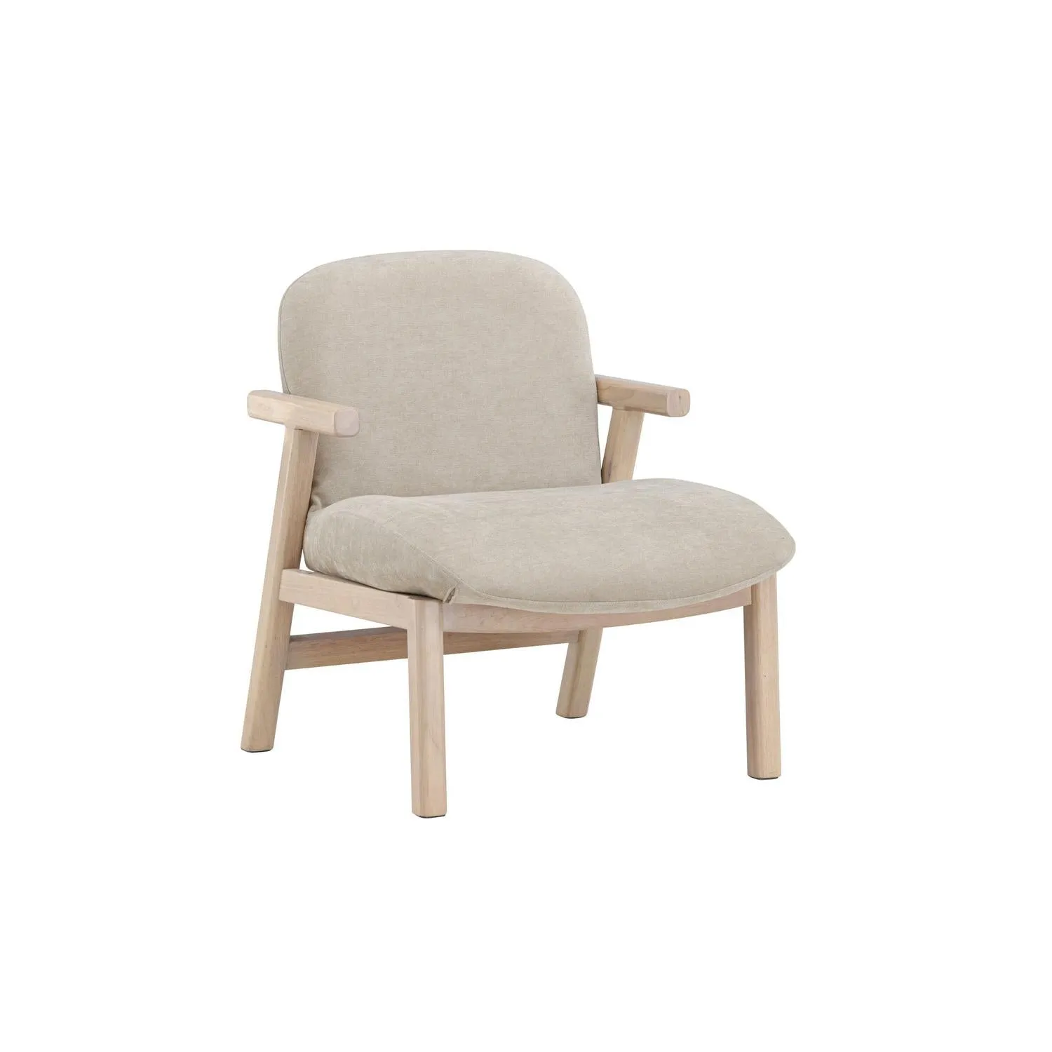 Sessel Rile aus Gummibaumholz - Beige