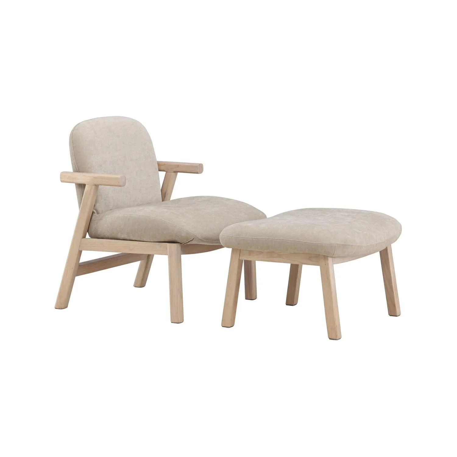 Sessel Rile mit Fußhocker - Beige