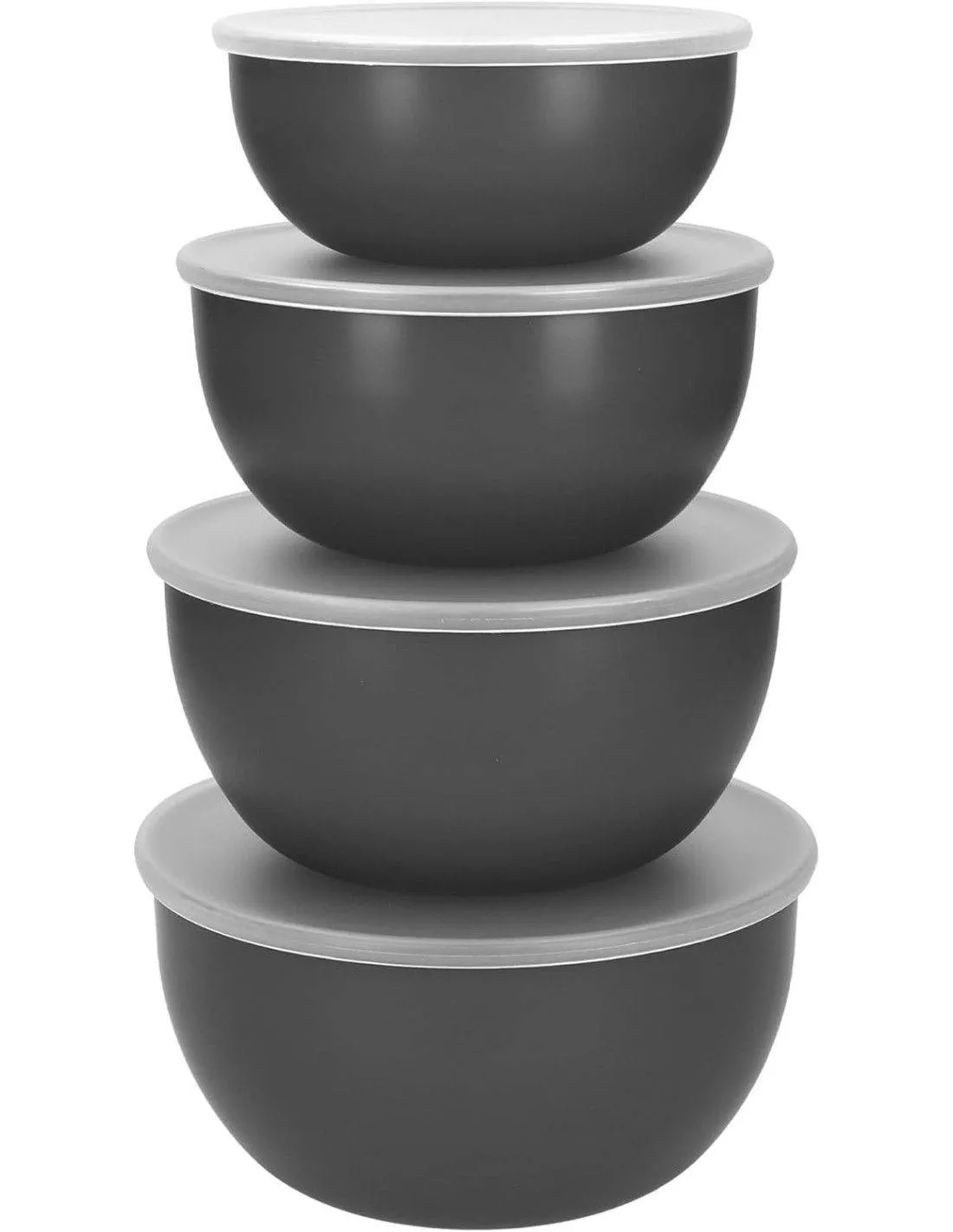 KitchenAid 4er-Set Schüsseln mit Deckel für die Zubereitung von Mahlzeiten - Holzkohlegrau