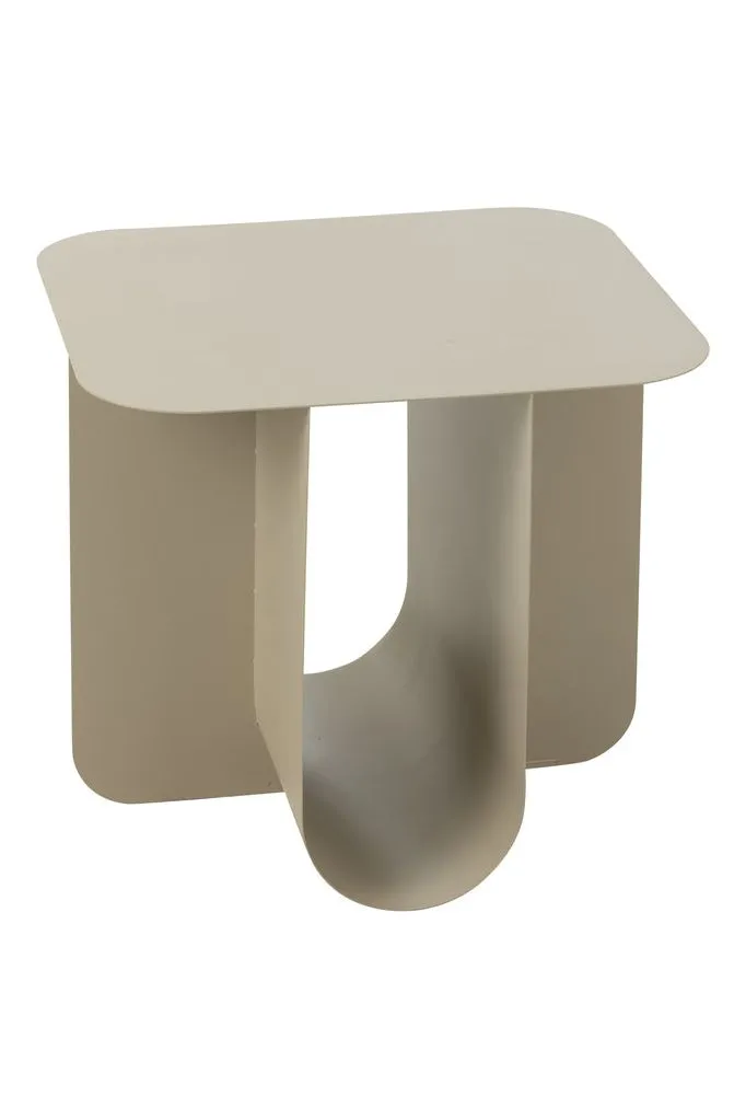 Square metal side table - Beige