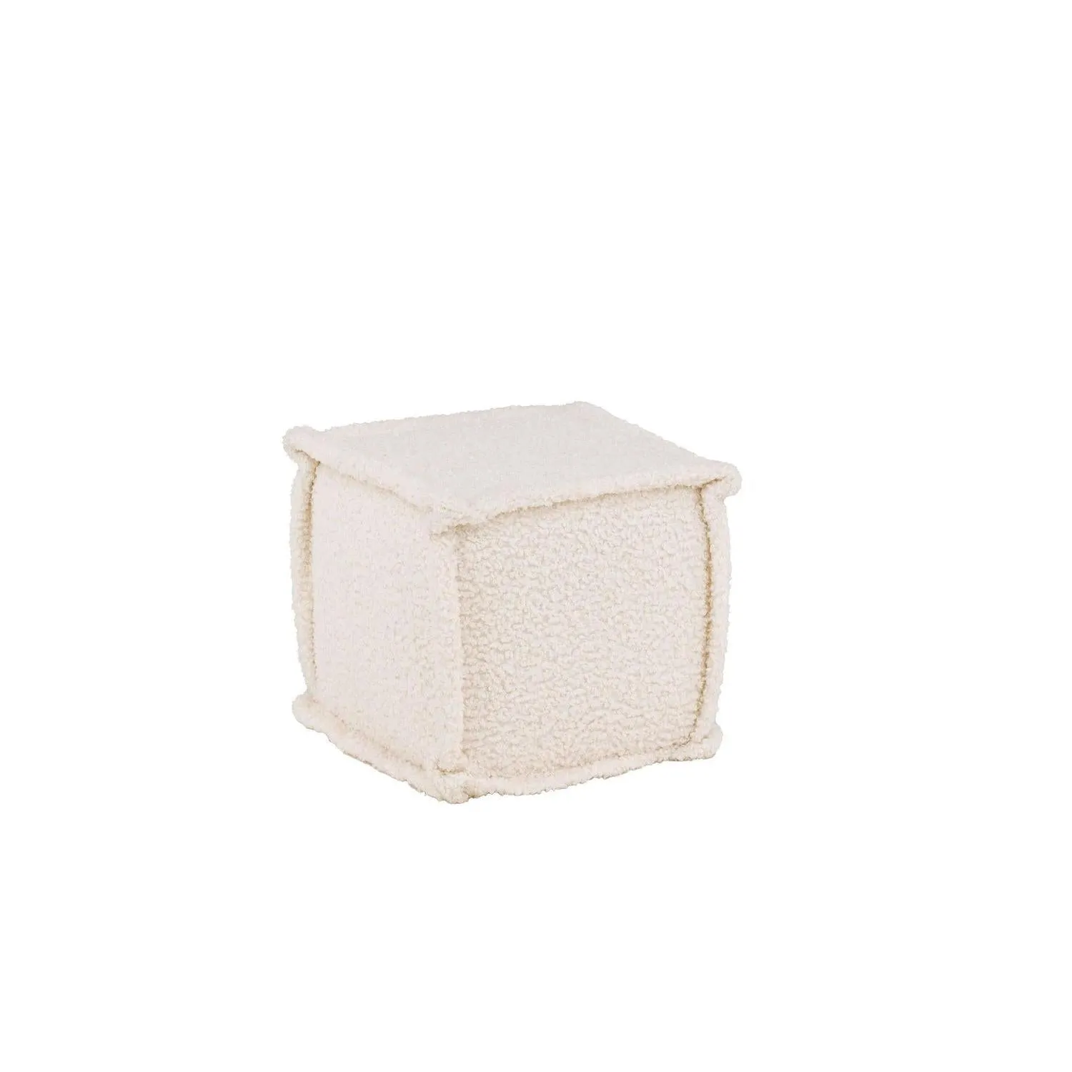 Sitzpouf Hocker Castine aus Teddy-Stoff / Bouclé - Weiß