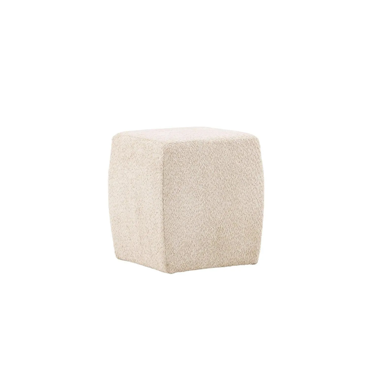 Sitzpouf Hocker Neapel aus Teddy- Bouclé - Beige
