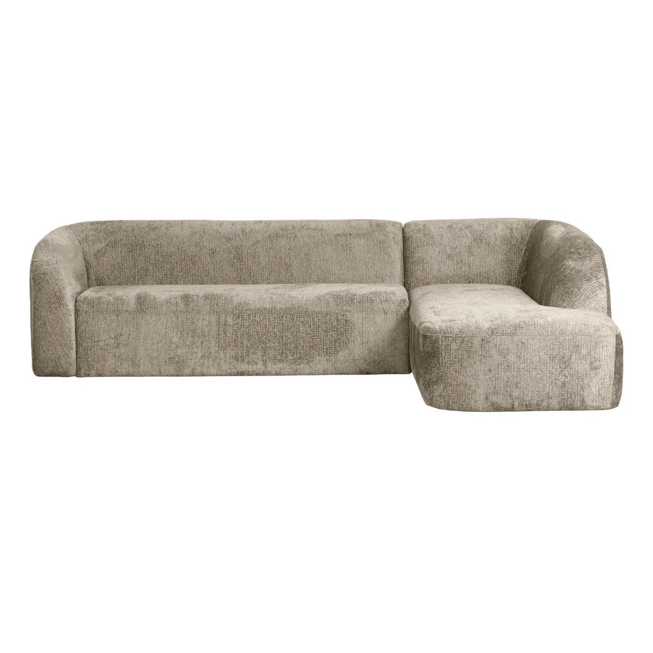 SLOPING - Gerades Ecksofa aus beigem Samt L274