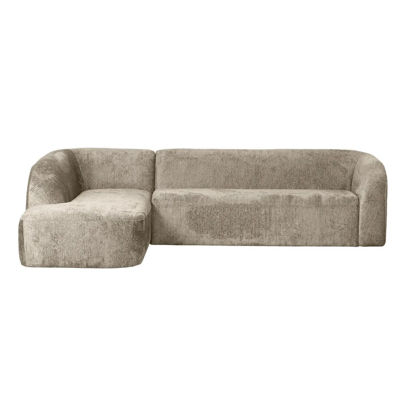 SLOPING - Links Ecksofa aus beigem Samt L274
