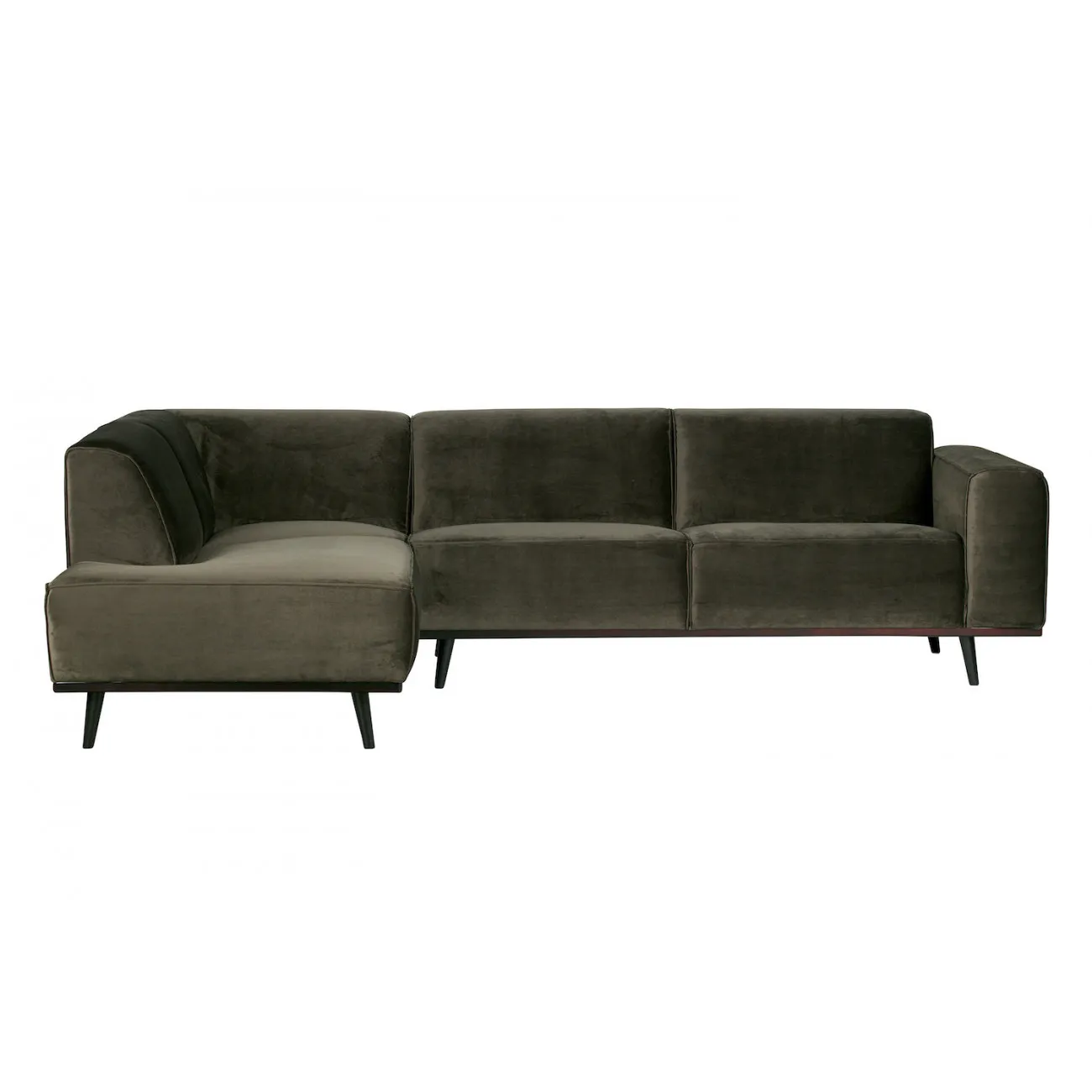 STATEMENT - Ecksofa links 4-Sitzer in warmgrünem Velours