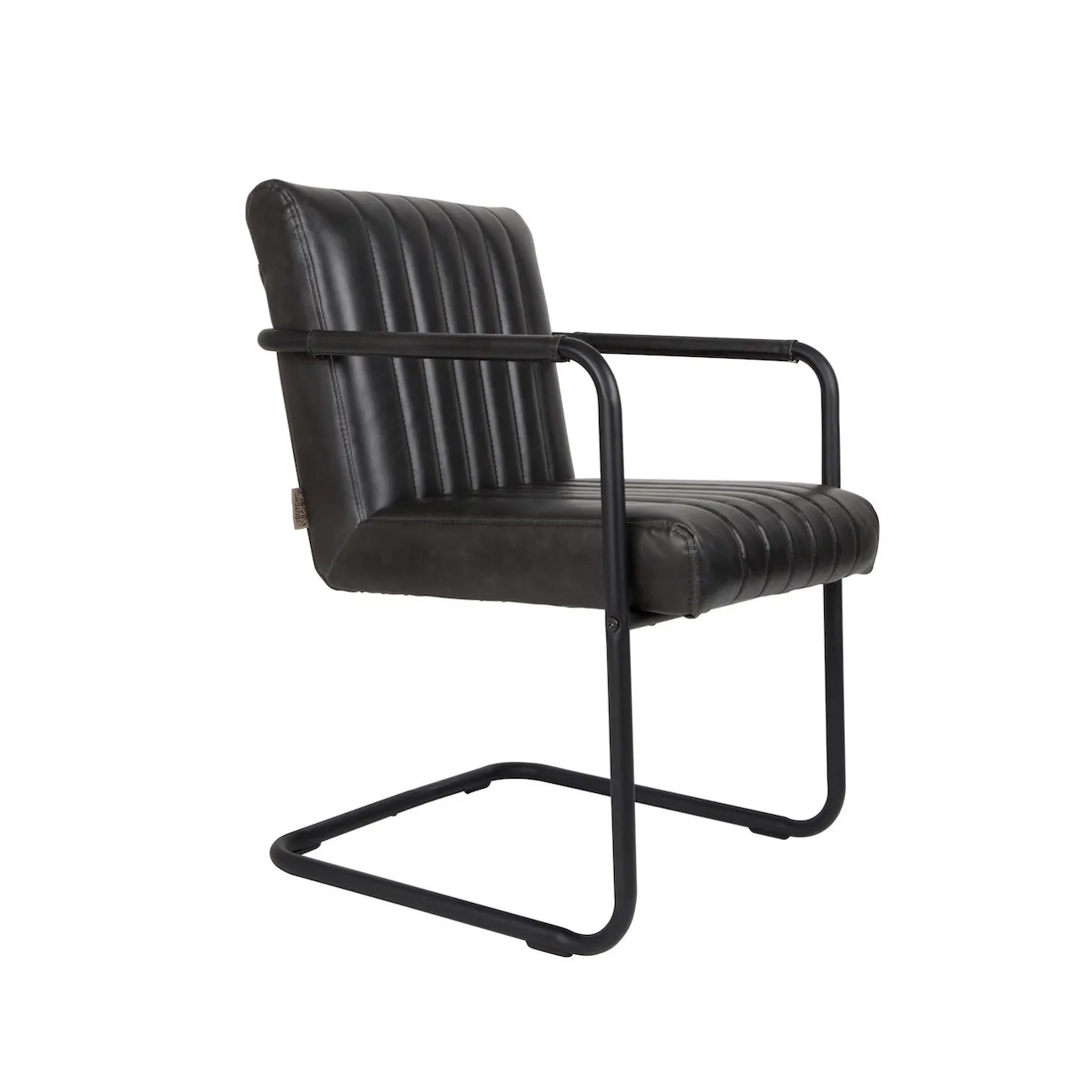 STITCHED - Retro-Sessel aus schwarzem Kunstleder, schwarz