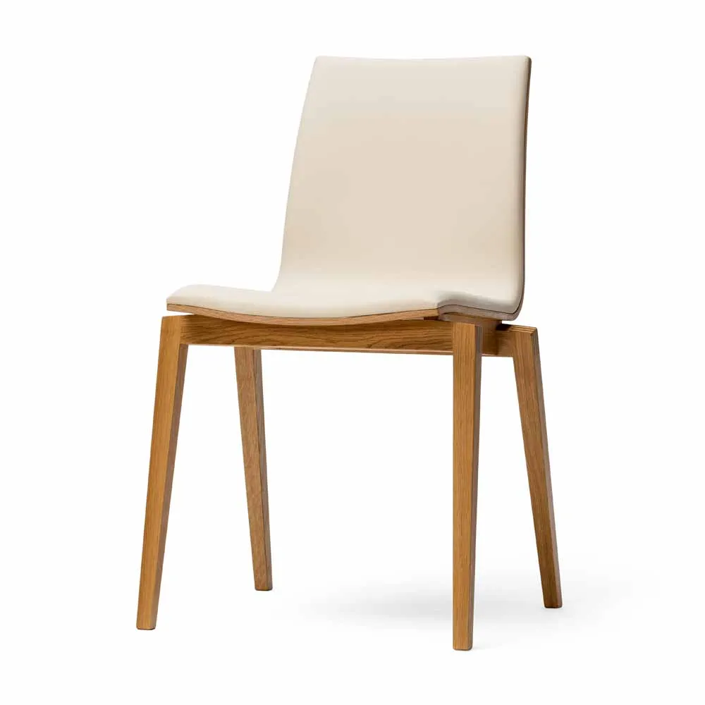 TON Esszimmerstuhl - gepolstert "Stockholm 313" Eiche & Leder beige