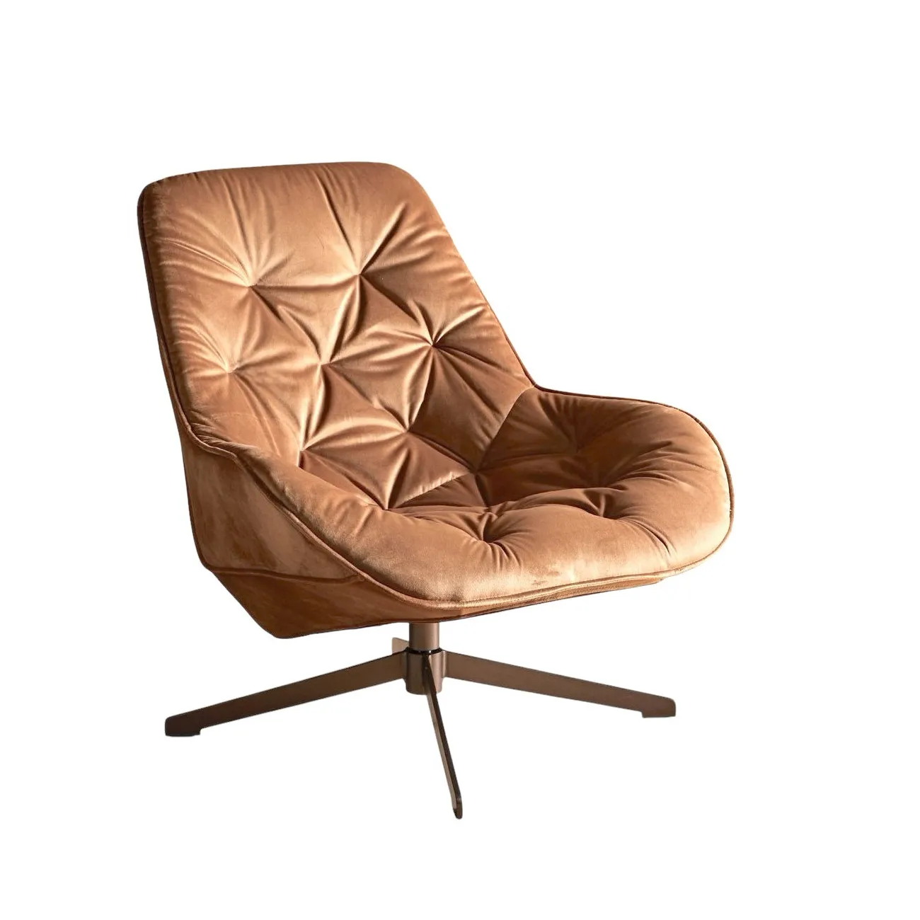 TREK - Drehsessel aus braunem Samt