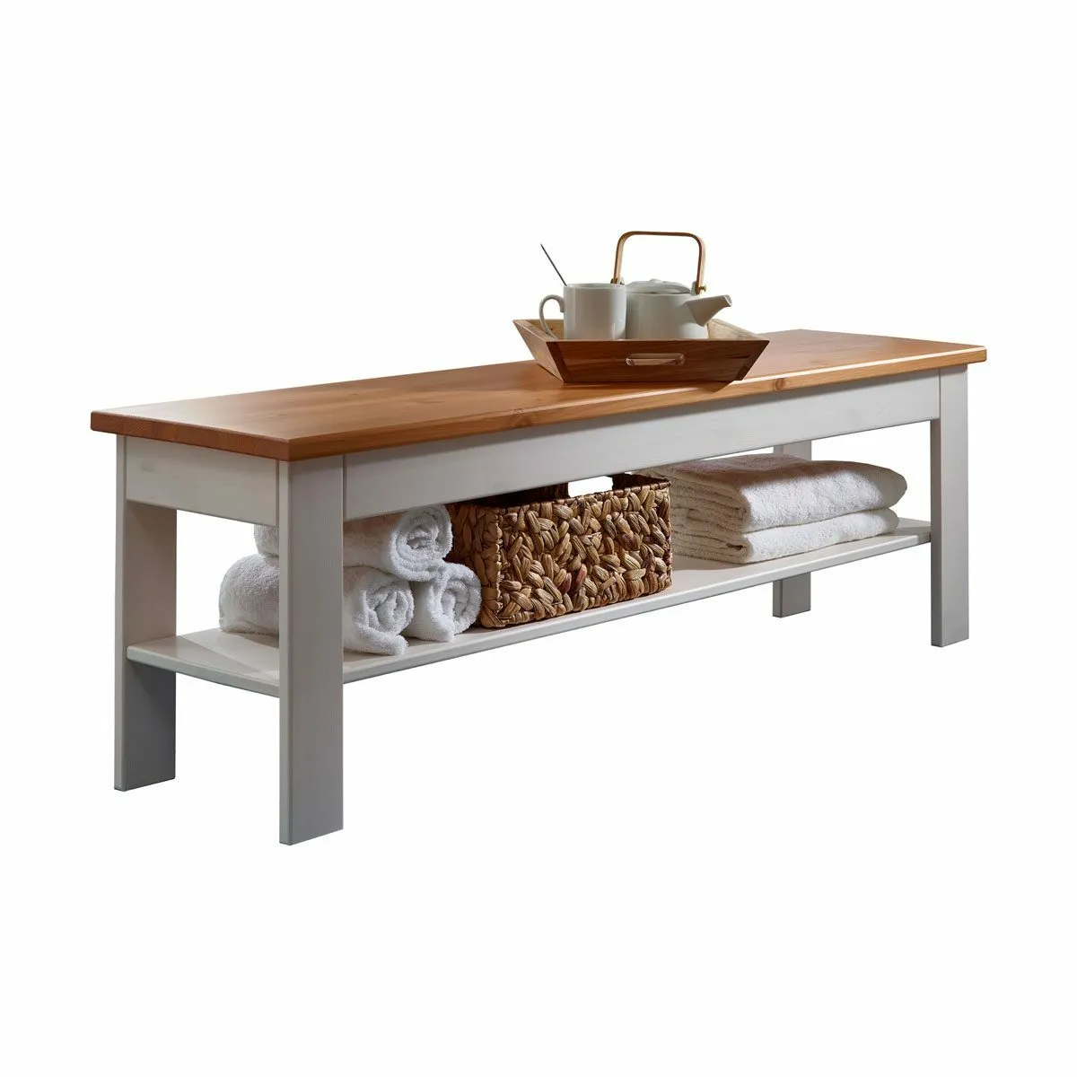 Trendstore Gaius Bettbank aus Kiefer mit Ablage