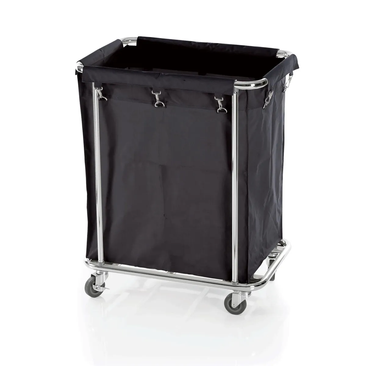 Wäschewagen, 65 x 45 x 84 cm, schwarz, Chromnickelstahl/Nylon