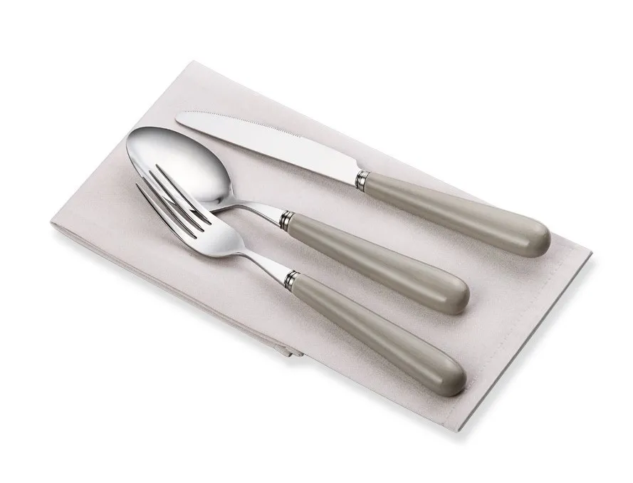 Besteckset mit Porzellangriff in Grau 6er Set
