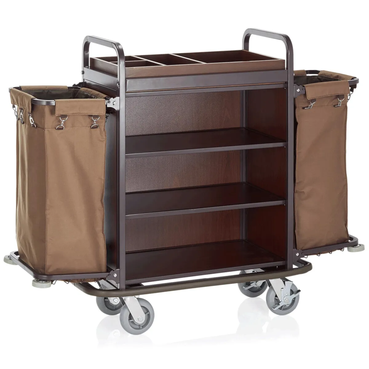 Zimmerservicewagen, 146 x 50 x 120 cm, braun, Polyester/Stahl