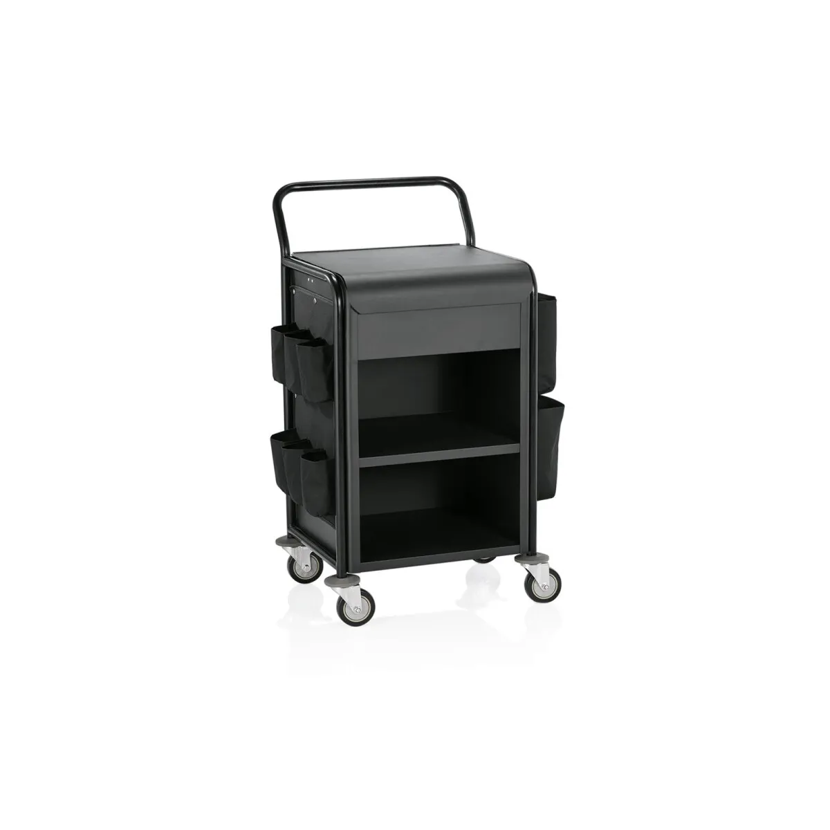 Zimmerservicewagen ohne Wäschesackhalterung, 56 x 54 x100 cm, schwarz, Aluminium